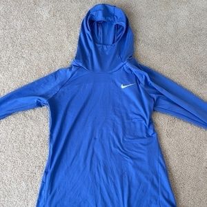 Nike Running Blue Dri-fit Long Sleeve Shirt with Hood Size Small